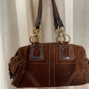 Vintage Suede Coach Handbag